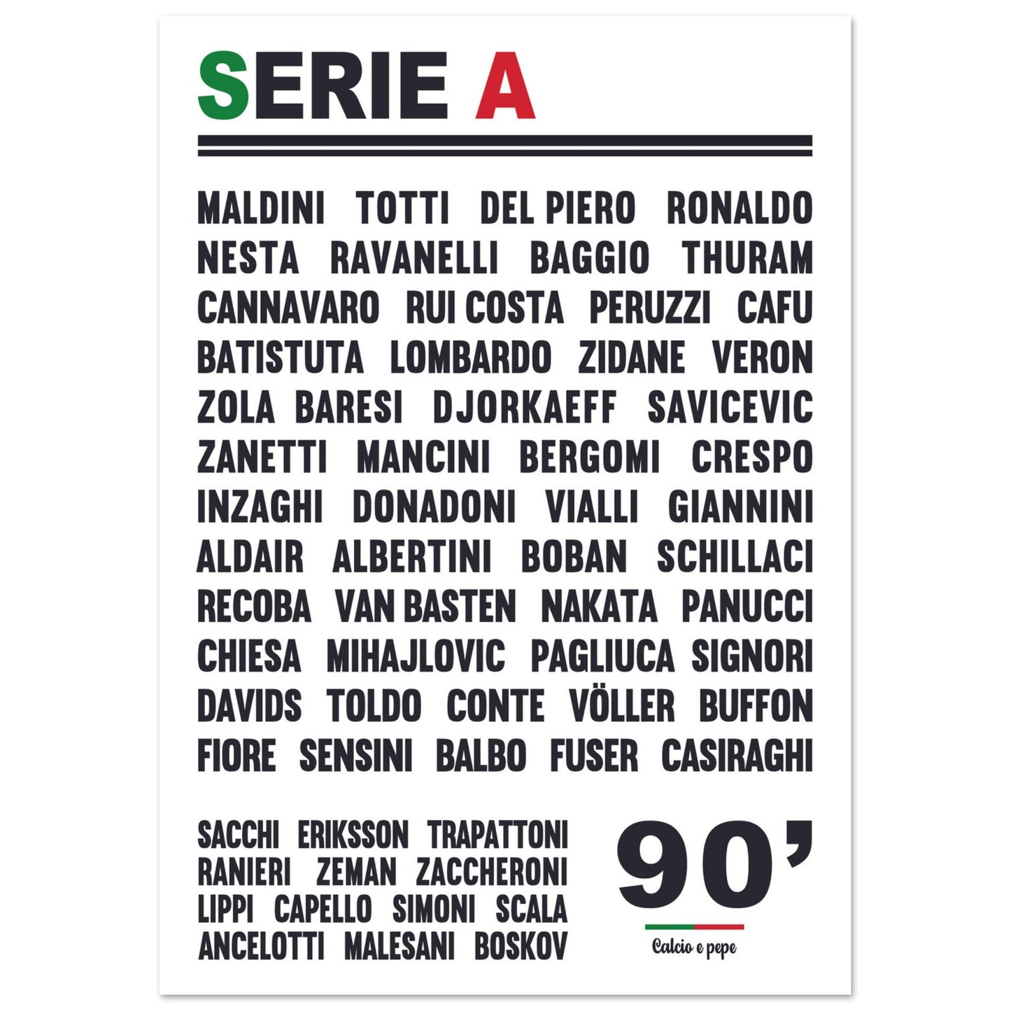 Affiche Serie A 90' (sur papier)